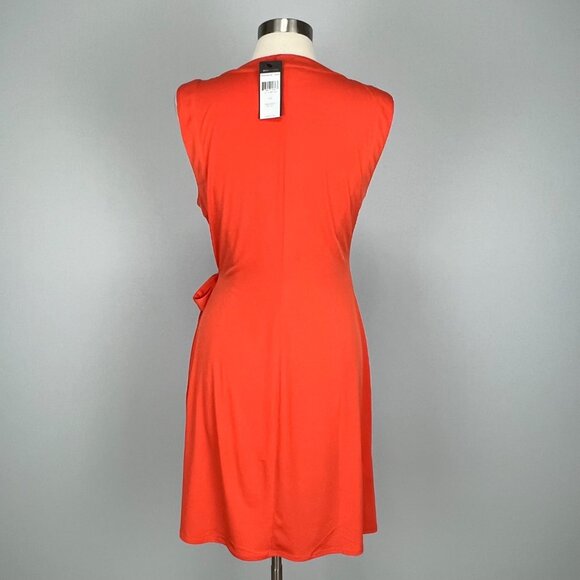 BCBGMaxAzria Womens Sleeveless Wrap Mini Dress Red Clay Orange size Large - Picture 7 of 14